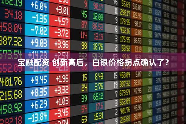 宝融配资 创新高后，白银价格拐点确认了？
