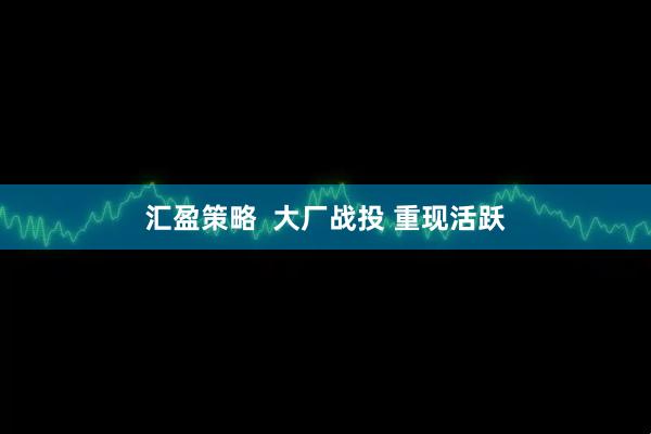 汇盈策略  大厂战投 重现活跃