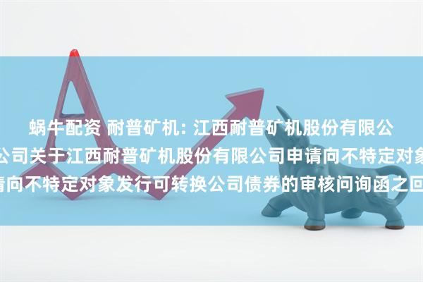 蜗牛配资 耐普矿机: 江西耐普矿机股份有限公司与国金证券股份有限公司关于江西耐普矿机股份有限公司申请向不特定对象发行可转换公司债券的审核问询函之回复（修订稿）