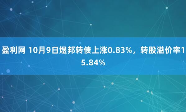 盈利网 10月9日煜邦转债上涨0.83%，转股溢价率15.84%